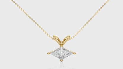 Princess Cut Diamond Solitaire Pendant Necklace – Modern Jewelry
