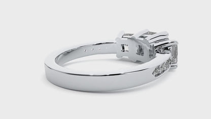 Three Stone 2.20 Carat Princess Cut Diamond Engagement Ring for Women – Elegant Bridal Jewelry