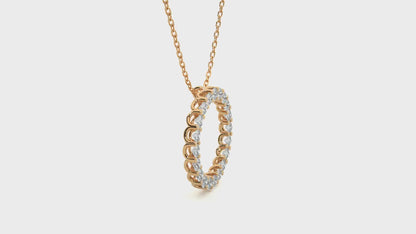 1.80 Carat Round Cut Diamond Circle Pendant Necklace – Eternity Halo Jewelry for Women