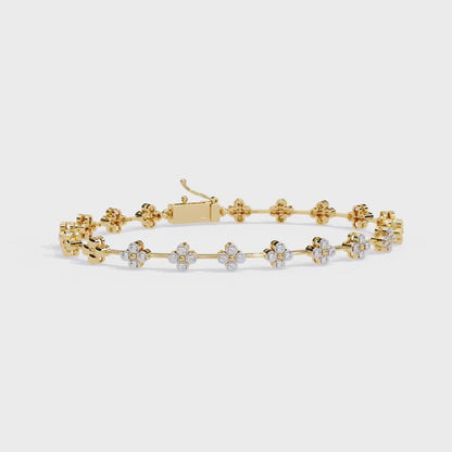 Round Cut Diamond Floral Tennis Bracelet – Elegant Diamond Jewelry