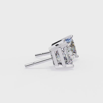 3.00 Carat Princess Cut Diamond Stud Earrings - Luxury Classic Jewelry