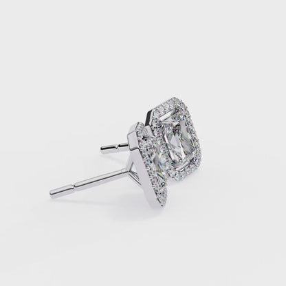 2.84 Carat Radiant Cut Diamond Halo Earrings – Luxury Fine Jewelry