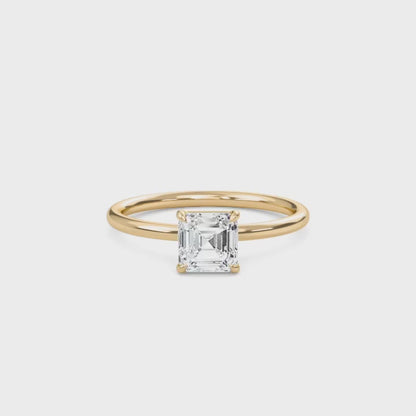 2 Carat Asscher Cut Solitaire Diamond Engagement Ring – Elegant Bridal Ring