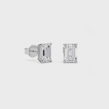 2.00 Carat Emerald Cut Diamond Stud Earrings - Premium Jewelry