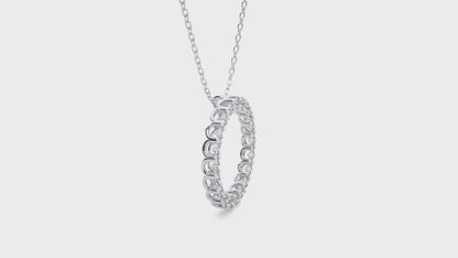1.80 Carat Round Cut Diamond Circle Pendant Necklace – Eternity Halo Jewelry for Women