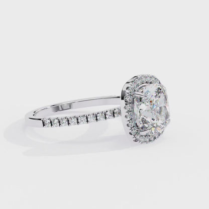 2.31 Carat Cushion Cut Halo Diamond Engagement Ring for Women – Elegant Bridal Jewelry