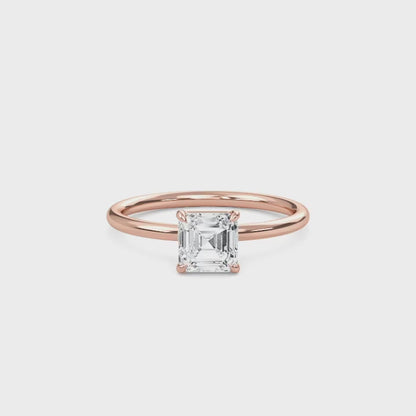 2 Carat Asscher Cut Solitaire Diamond Engagement Ring – Elegant Bridal Ring