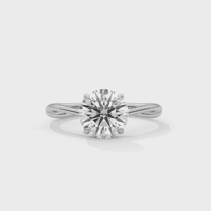 Women’s 2 Carat Round Cut Four-Prong Swirl Solitaire Diamond Engagement Ring