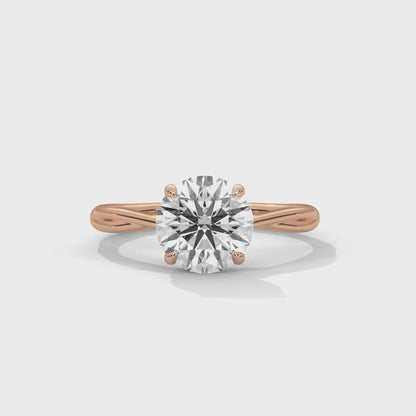 Women’s 2 Carat Round Cut Four-Prong Swirl Solitaire Diamond Engagement Ring