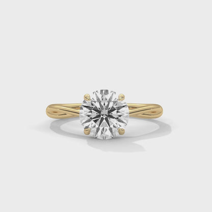 Women’s 2 Carat Round Cut Four-Prong Swirl Solitaire Diamond Engagement Ring