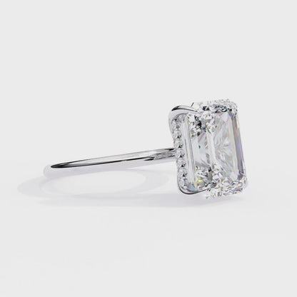 2.24 Carat Emerald Cut Hidden Halo Diamond Engagement Ring for Women – Elegant Bridal Jewelry