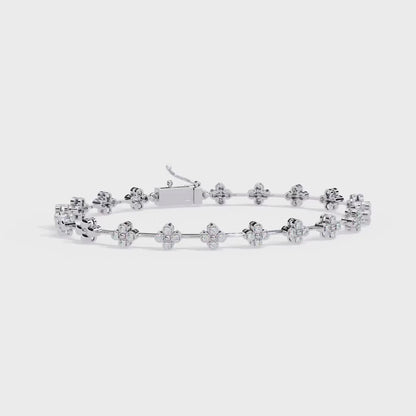Round Cut Diamond Floral Tennis Bracelet – Elegant Diamond Jewelry