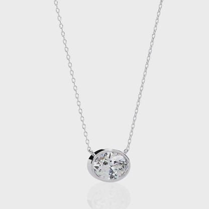 2.00 Carat Oval Cut Bezel Set Diamond Solitaire Pendant Necklace – Fine Jewelry