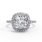 2.42 Carat Cushion Cut Halo Diamond Engagement Ring for Women – Elegant Bridal Jewelry