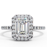 2.38 Carat Emerald Cut Halo Diamond Engagement Ring for Women – Elegant Bridal Jewelry