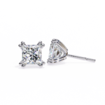 2.50 Carat Princess Cut Diamond Stud Earrings - Modern Jewelry - Image 3