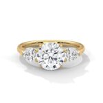 Three Stone 3.00 Carat Round & Pear Cut Diamond Engagement Ring for Women – Elegant Bridal Jewelry - Image 4
