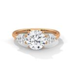 Three Stone 3.00 Carat Round & Pear Cut Diamond Engagement Ring for Women – Elegant Bridal Jewelry - Image 7