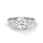 Three Stone 3.00 Carat Round & Pear Cut Diamond Engagement Ring for Women – Elegant Bridal Jewelry
