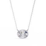 2.00 Carat Oval Cut Bezel Set Diamond Solitaire Pendant Necklace – Fine Jewelry