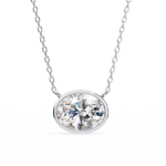 2.00 Carat Oval Cut Bezel Set Diamond Solitaire Pendant Necklace – Fine Jewelry - Image 2