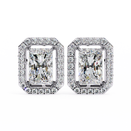 2.84 Carat Radiant Cut Diamond Halo Earrings – Luxury Fine Jewelry