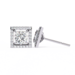 1.70 Carat Princess Cut Halo Diamond Stud Earrings - Everyday Fine Jewelry - Image 3