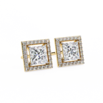 1.70 Carat Princess Cut Halo Diamond Stud Earrings - Everyday Fine Jewelry - Image 8