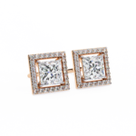 1.70 Carat Princess Cut Halo Diamond Stud Earrings - Everyday Fine Jewelry - Image 15