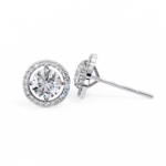 1.82 Carat Round Cut Halo Diamond Stud Earrings - Everyday Fine Jewelry - Image 3