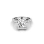 2.16 Carat Radiant Cut Solitaire Diamond Engagement Ring with Round Side Stones – Elegant Bridal Ring