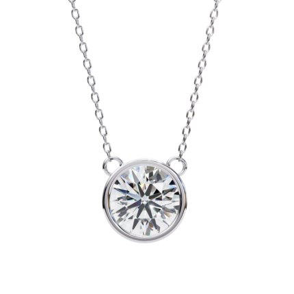 2.00 Carat Round Cut Bezel Set Diamond Solitaire Pendant Necklace – Fine Jewelry
