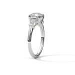 Three Stone 2.50 Carat Round & Baugette Cut Diamond Engagement Ring for Women – Elegant Bridal Jewelry - Image 3