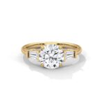 Three Stone 2.50 Carat Round & Baugette Cut Diamond Engagement Ring for Women – Elegant Bridal Jewelry - Image 4
