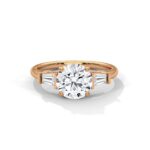 Three Stone 2.50 Carat Round & Baugette Cut Diamond Engagement Ring for Women – Elegant Bridal Jewelry - Image 7