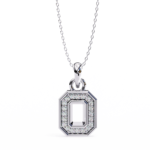Round Cut Halo Octagon Pave Diamond Pendant Necklace – Elegant Fine Jewelry