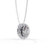 Oval Cut Diamond Cluster Halo Pendant Necklace – Classic Modern Jewelry - Image 2