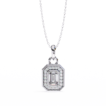 Emerald Cut Diamond Halo Pendant – Elegant Fine Jewelry