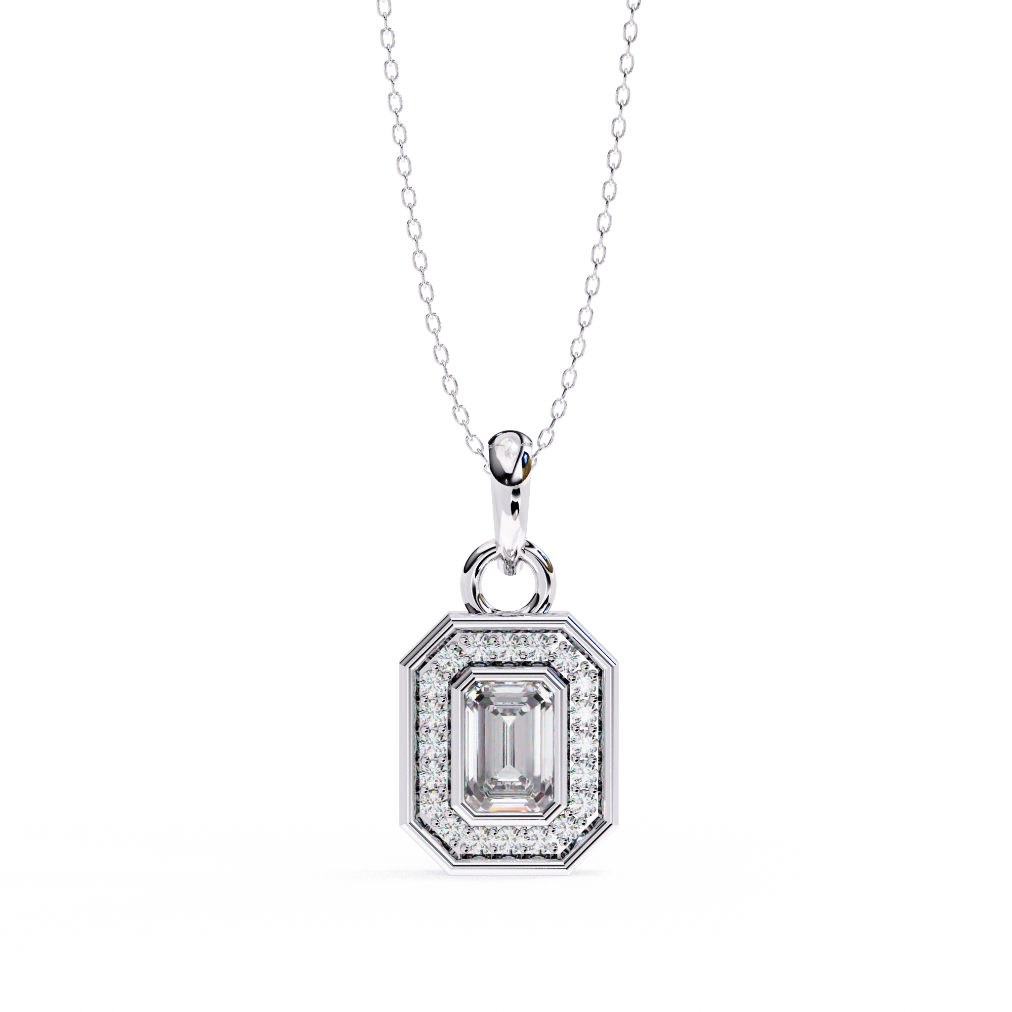 39_2_0464c1df-2e9e-42f2-9f53-6c22768b13aa-1 Emerald Cut Diamond Halo Pendant – Elegant Fine Jewelry - Image 1