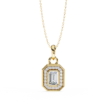 Emerald Cut Diamond Halo Pendant – Elegant Fine Jewelry - Image 8