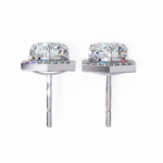 2.10 Carat Round Cut Halo Diamond Stud Earrings With Hexa Frame - Everyday Fine Jewelry - Image 5