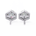 2.10 Carat Round Cut Halo Diamond Stud Earrings With Hexa Frame - Everyday Fine Jewelry - Image 6