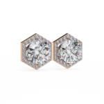 2.10 Carat Round Cut Halo Diamond Stud Earrings With Hexa Frame - Everyday Fine Jewelry - Image 13