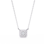 Round Brilliant Cut Diamond Halo Pendant with Cushion Frame - Elegant Designer Jewelry - Image 6