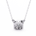 Round Brilliant Cut Diamond Halo Pendant with Cushion Frame - Elegant Designer Jewelry - Image 5