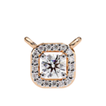 Round Brilliant Cut Diamond Halo Pendant with Cushion Frame - Elegant Designer Jewelry - Image 14