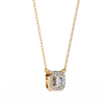 Round Brilliant Cut Diamond Halo Pendant with Cushion Frame - Elegant Designer Jewelry - Image 8