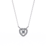 Round Brilliant Cut Diamond Halo Pendant with Heart Frame - Modern Fine Jewelry
