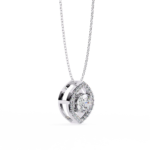 1.15 Carat Round Cut Diamond Halo Pendant with Marquise Frame - Modern Fine Jewelry - Image 2