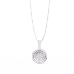 Round Cut Cluster Diamond Pendant Necklace with Double Halo –  Elegant Fine Jewelry - Image 3